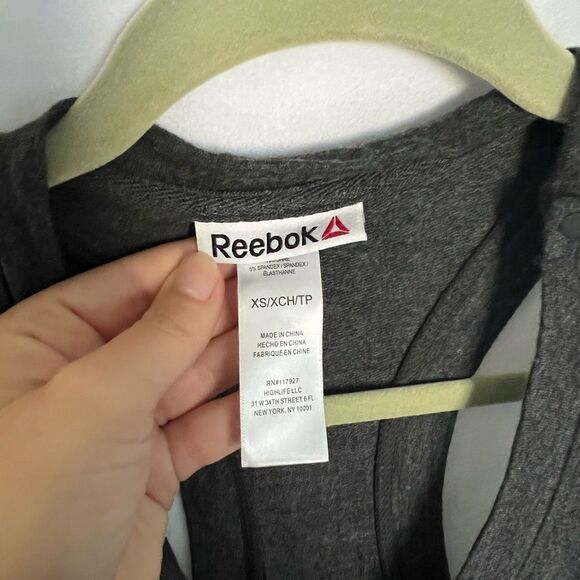 Reebok Gray Romper Womens size XS Snaps and Waist Tie - Picture 5 of 7